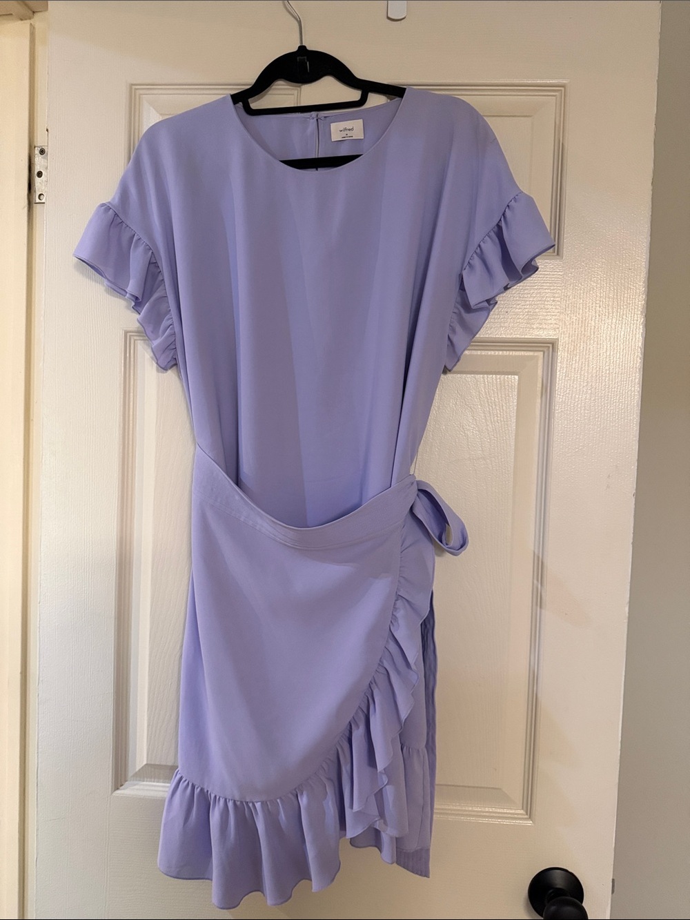 Wilfred Lavender Ruffle Wrap Mini Dress